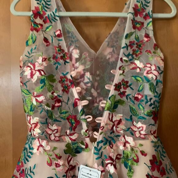 New Floral Embroidered Wedding Dress – Size 6 – Blush Tulle – Never Worn - Picture 4 of 7